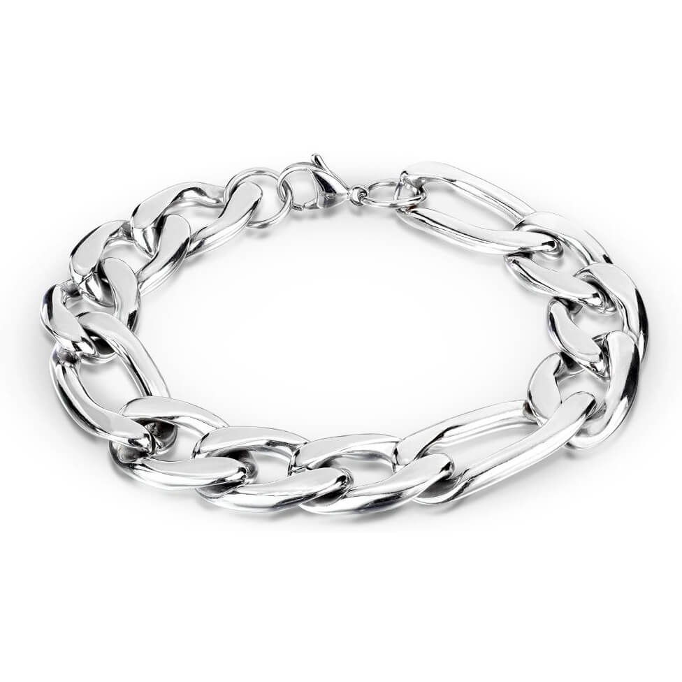 Bracelet 316L Combinaison de Petits et Grands Maillons Bracelet Chaîne Fermoir Mousqueton
