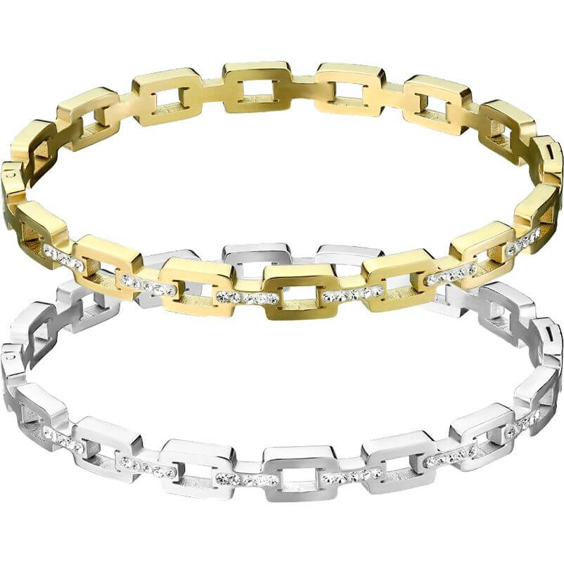 Bracelet liens carrés en zircone sertis pave - Image 2
