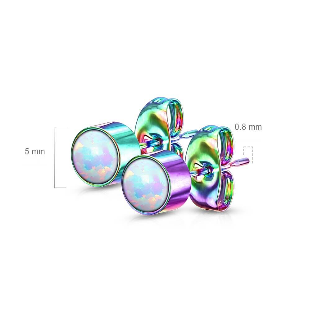 Bouton d'Oreille 316L Puce d'Oreille Ronde Opale Sertissage Clos 1 Paire - Image 3