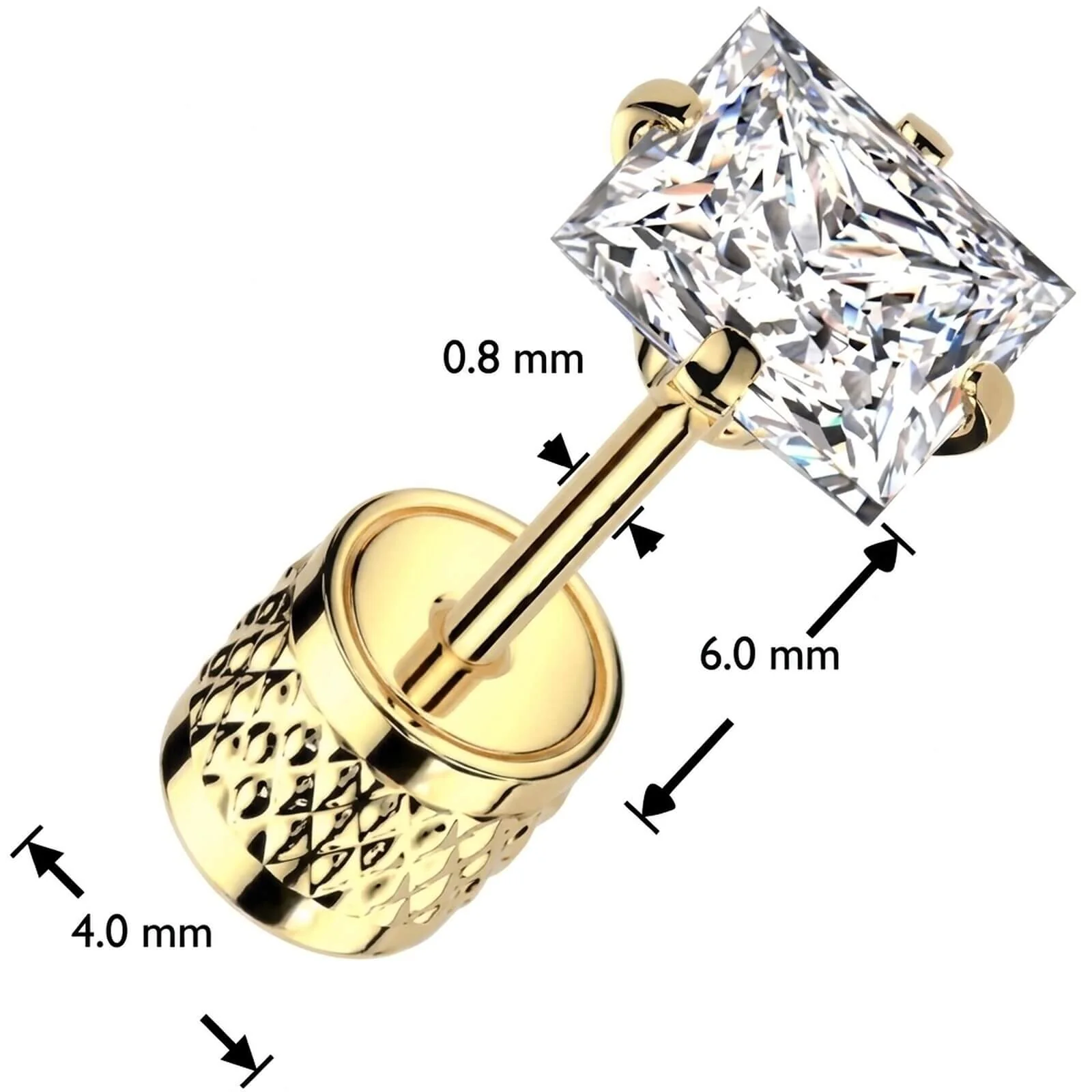 Bouton d'Oreille zircone carrée - Image 2