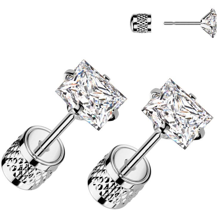 Bouton d'Oreille zircone carrée - Image 4