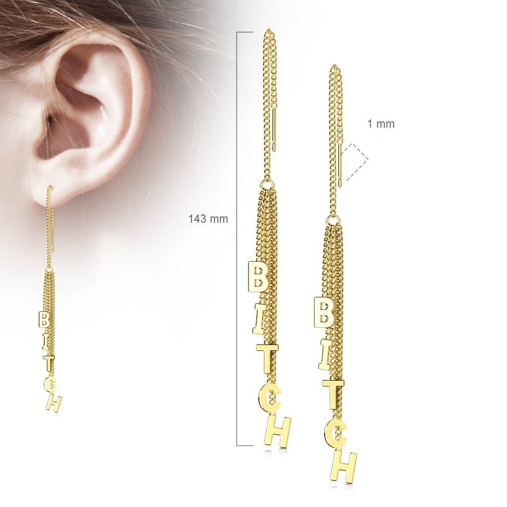 Boucle d'Oreille Pendentif Chaîne BITCH - Image 3