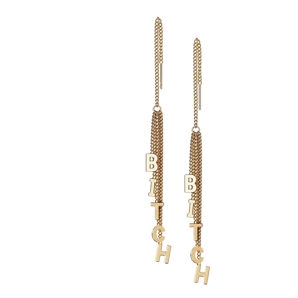 Boucle d'Oreille Pendentif Chaîne BITCH - Image 4