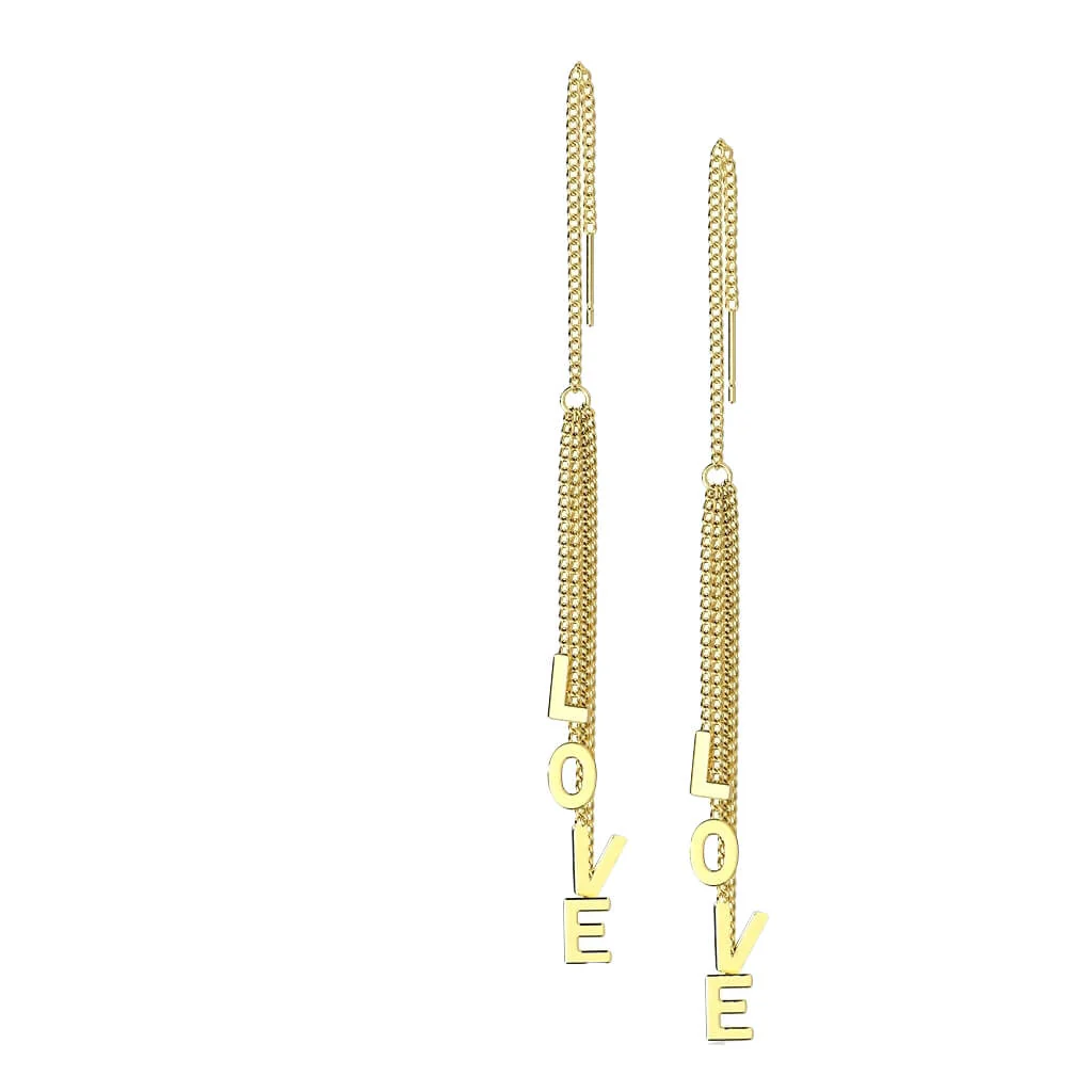 Boucle d'Oreille Pendentif Chaîne LOVE - Image 2