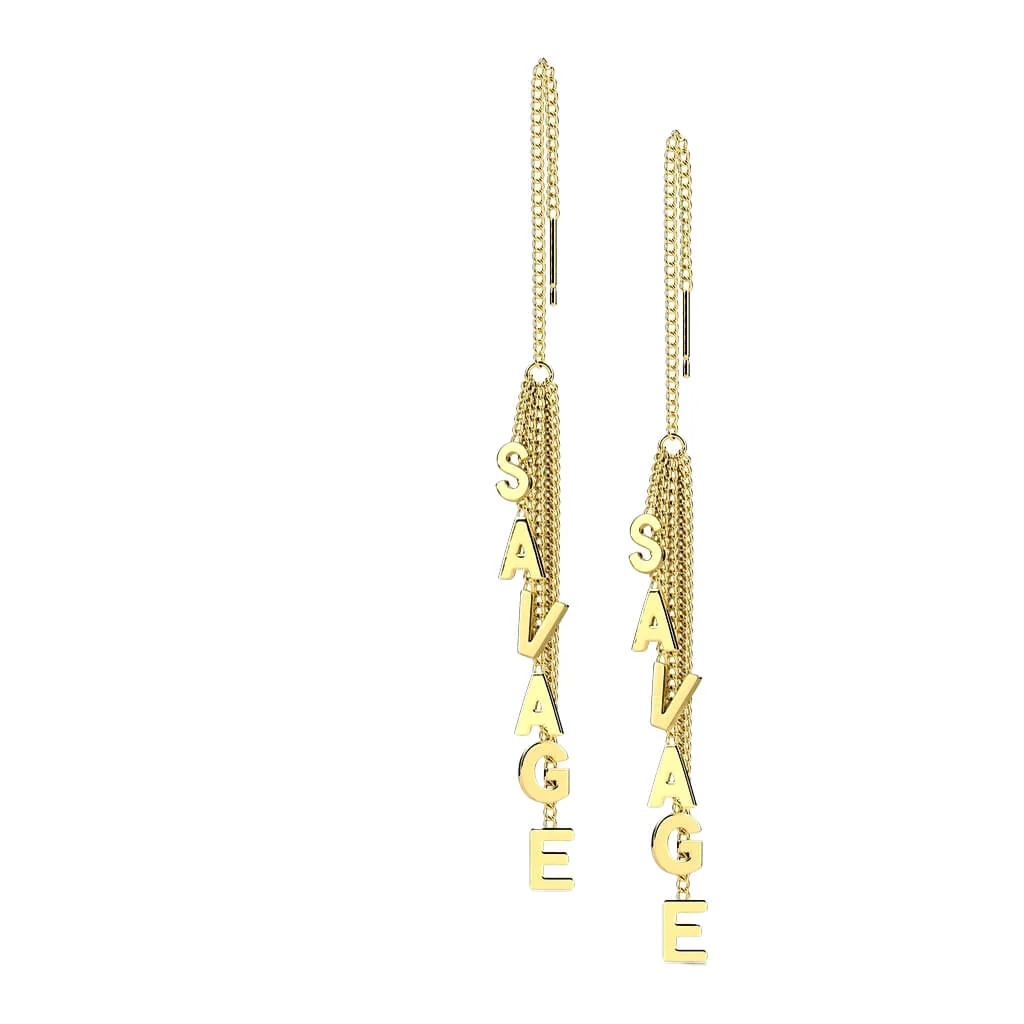 Boucle d'Oreille Pendentif Chaîne SAVAGE - Image 2