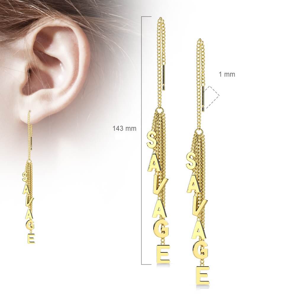 Boucle d'Oreille Pendentif Chaîne SAVAGE - Image 3