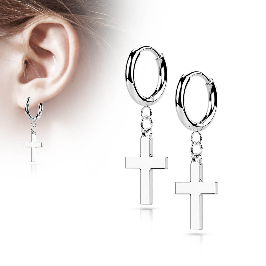 Boucle d'Oreille Pendentif Croix Cliqueur - Image 8