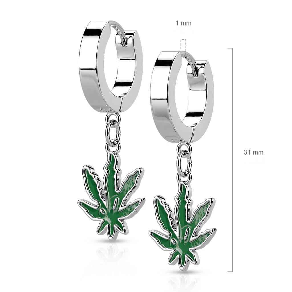Boucle d'Oreille Pendentif Feuille de Chanvre Cliqueur - Image 3