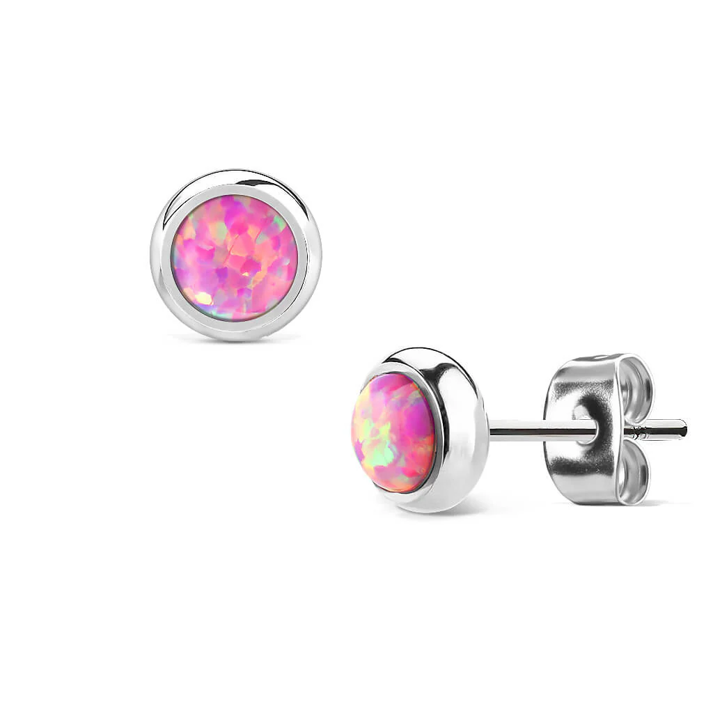 Bouton d'Oreille 316L Puce d'Oreille Opale Sertissage Clos 1 Paire - Image 7