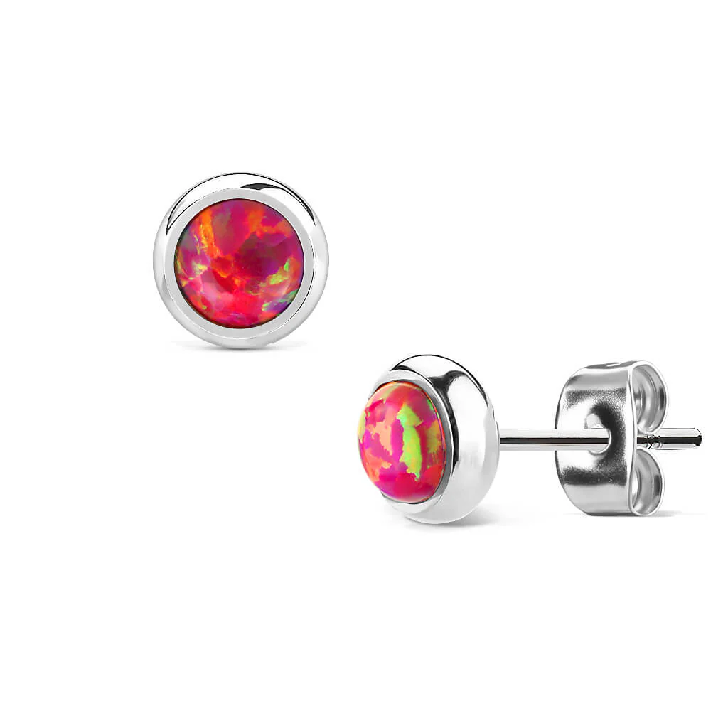 Bouton d'Oreille 316L Puce d'Oreille Opale Sertissage Clos 1 Paire - Image 8