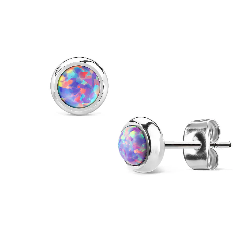 Bouton d'Oreille 316L Puce d'Oreille Opale Sertissage Clos 1 Paire - Image 9