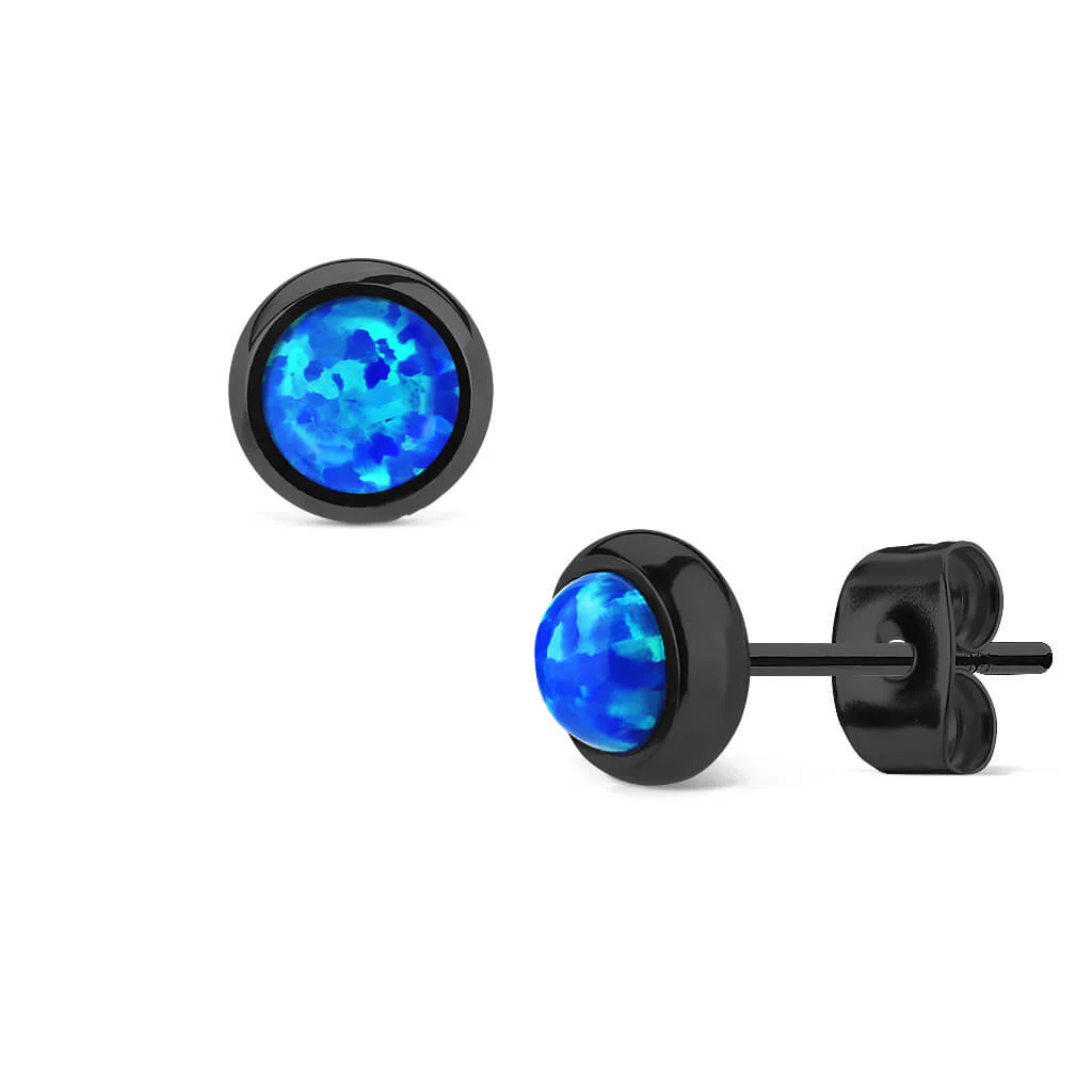 Bouton d'Oreille Opale Ronde Noire - Image 4