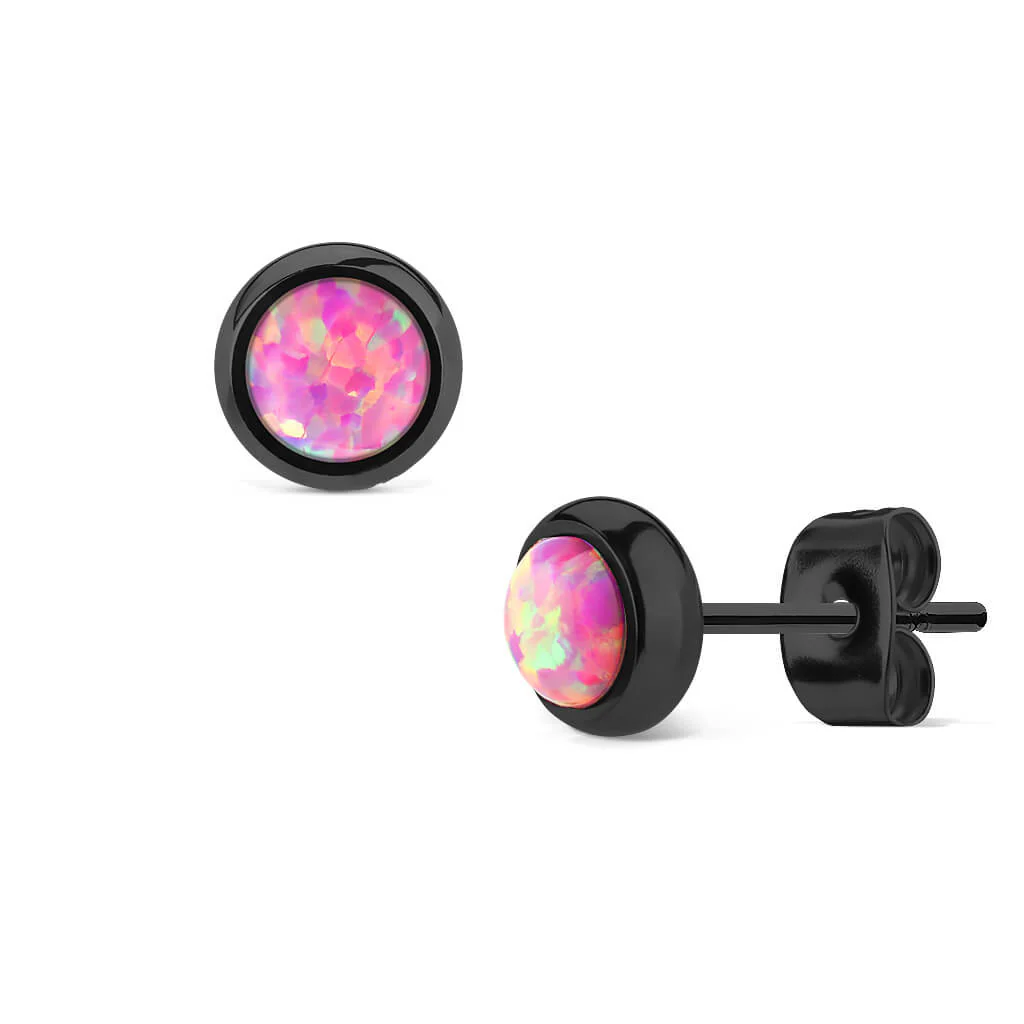 Bouton d'Oreille Opale Ronde Noire - Image 7