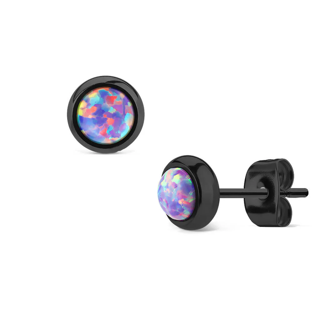 Bouton d'Oreille Opale Ronde Noire - Image 9