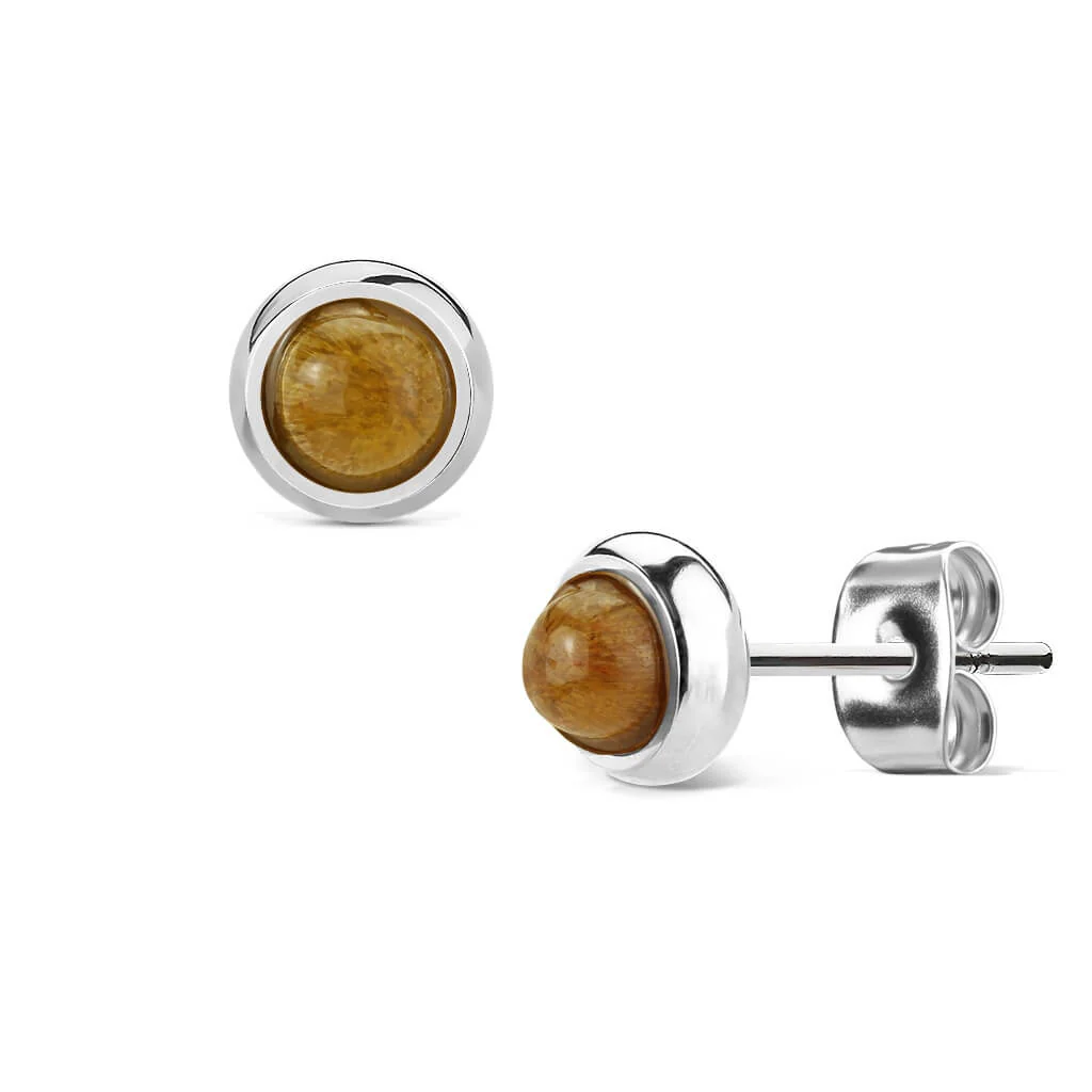 Bouton d'Oreille Pierre Semi-précieuse Ronde - Image 4