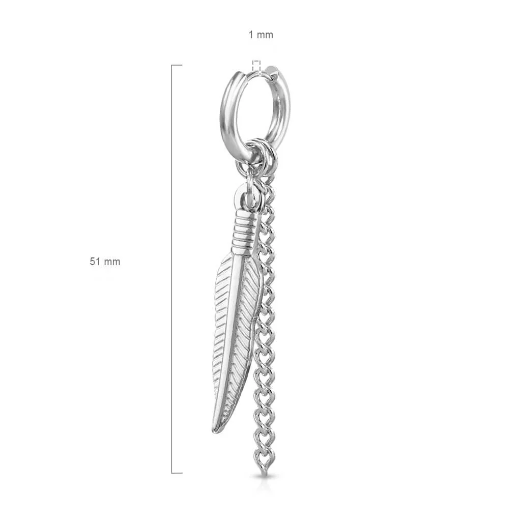 Boucle d'Oreille Pendentif Plume Chaine Cliqueur - Image 3