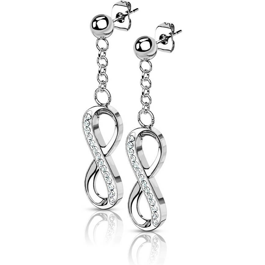 Bouton d'Oreille 316L Puce à Bille Boucle d'Oreille Pendentif Zircone Cubique Pavé Infini 1 Paire