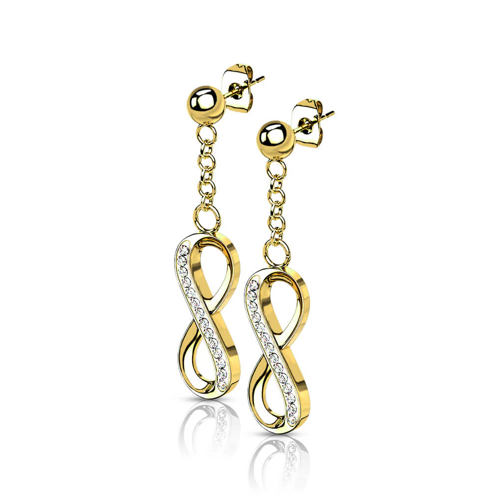 Bouton d'Oreille 316L Puce à Bille Boucle d'Oreille Pendentif Zircone Cubique Pavé Infini 1 Paire - Image 2