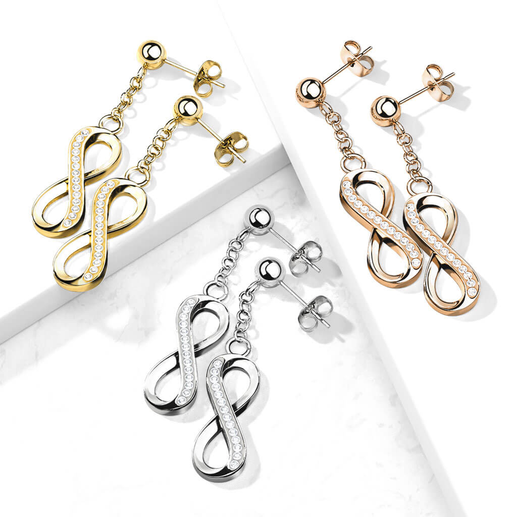 Bouton d'Oreille 316L Puce à Bille Boucle d'Oreille Pendentif Zircone Cubique Pavé Infini 1 Paire - Image 8