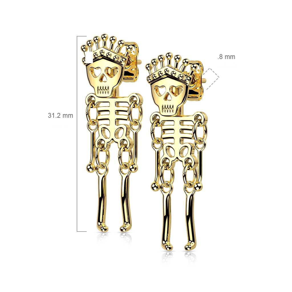 Bouton d'Oreille 316L Puce d'Oreille Pendentif Squelette 1 Paire - Image 3