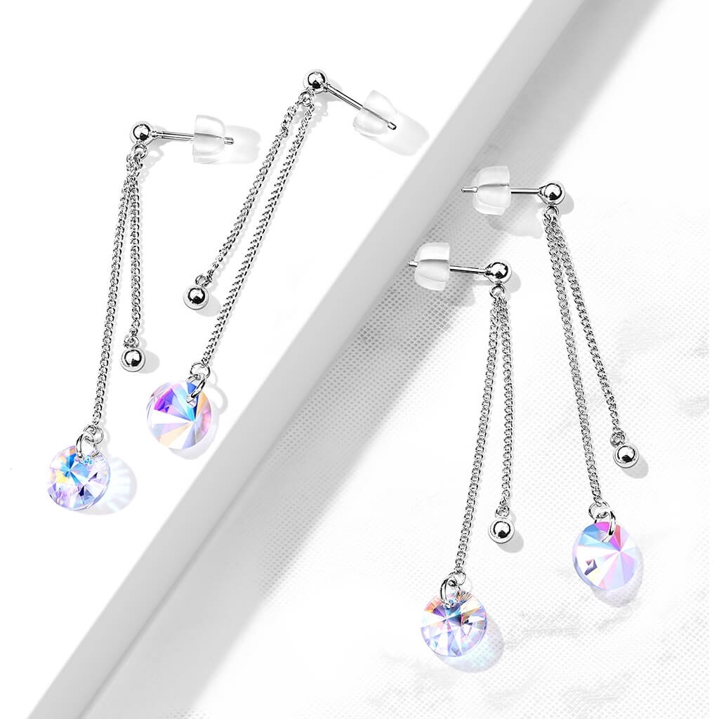 Bouton d'Oreille Pendentif Zircone Ronde en Argent - Image 5