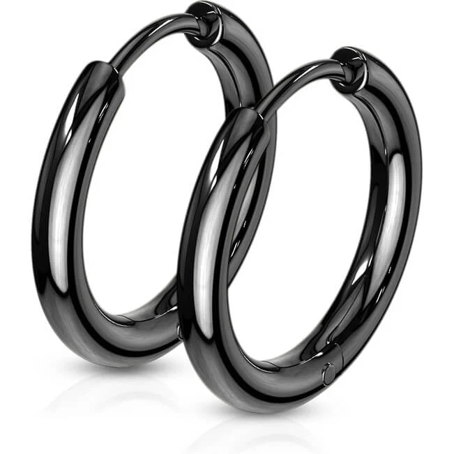 Créole 316L Créoles Charnière Sans Soudure Noires IP 1 Paire