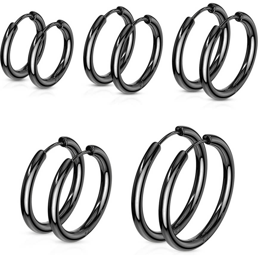 Créole 316L Créoles Charnière Sans Soudure Noires IP 1 Paire - Image 2