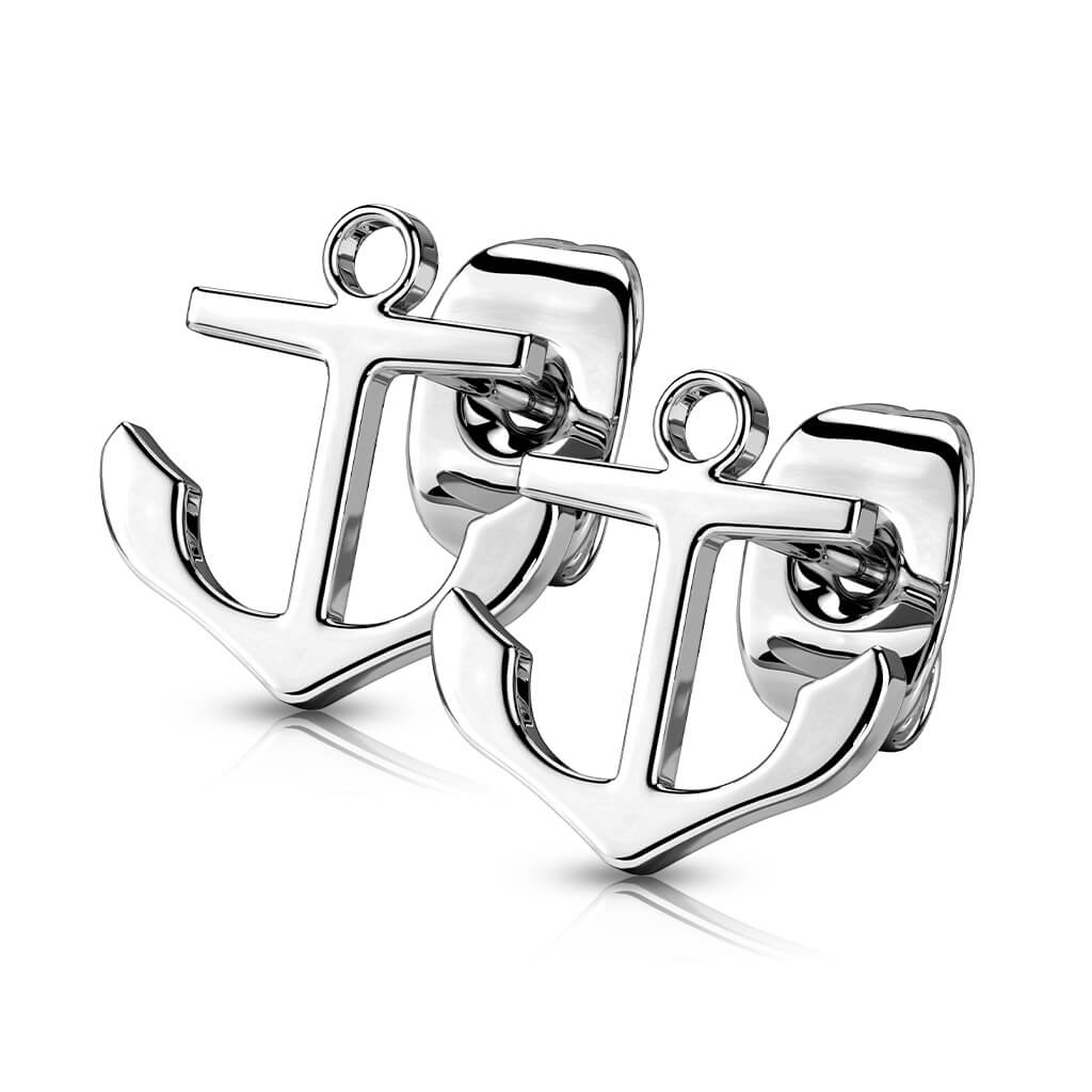 Bouton d'Oreille 316L Clous d'oreilles Ancre Polie à la Main 1 Paire - Image 6