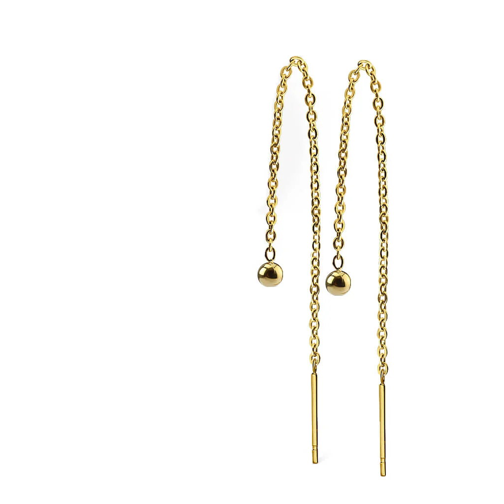 Boucle d'Oreille Bille Pendentif Chaîne - Image 4
