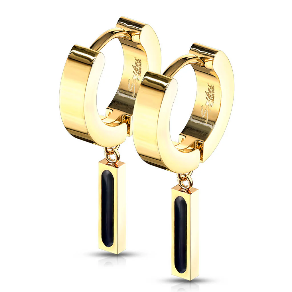 Boucle d'Oreille Pendentif Barre Or Cliqueur - Image 4
