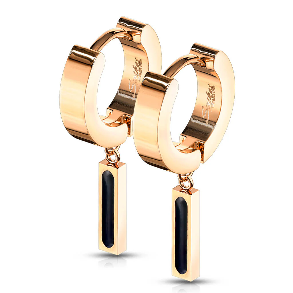 Boucle d'Oreille Pendentif Barre Or Cliqueur - Image 7