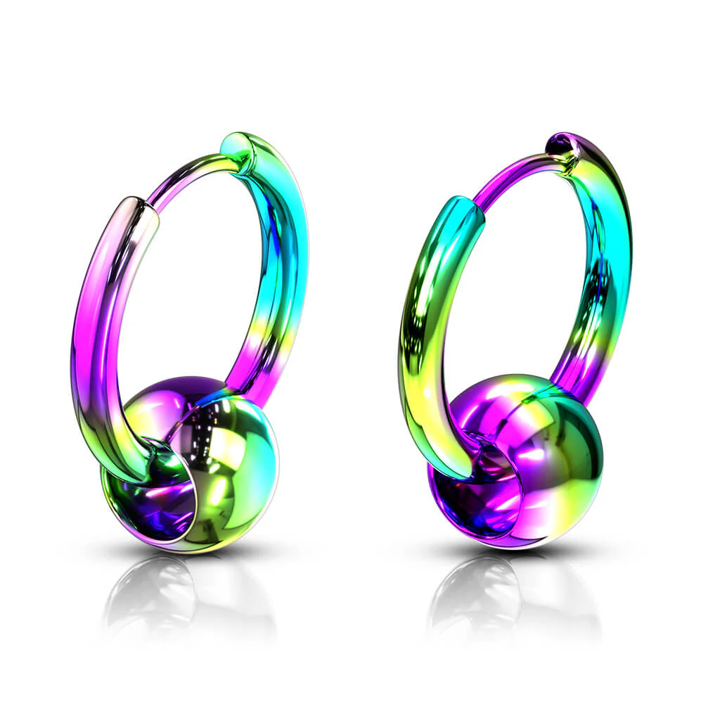 Boucle d'Oreille 316L Créoles Charnière Sans Soudure Bille Captive 1 Paire Cliqueur - Image 10