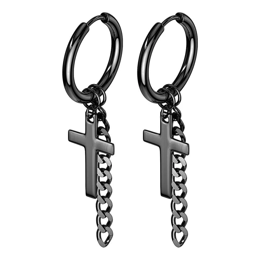 Boucle d'Oreille Croix Chaîne Pendentif Cliqueur - Image 7