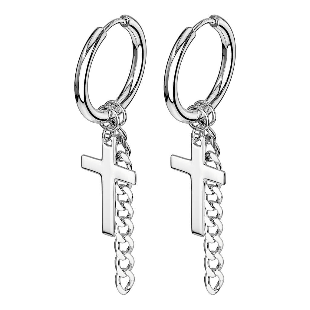 Boucle d'Oreille Croix Chaîne Pendentif Cliqueur - Image 8