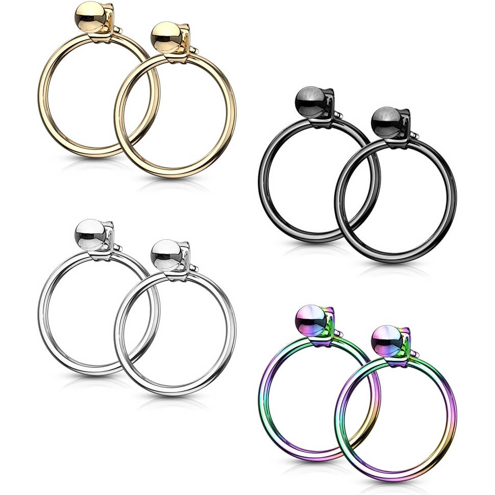 Bouton d'Oreille 316L Boucles d'Oreilles Boule Creuse avec Fermoir Créole 1 Paire - Image 3