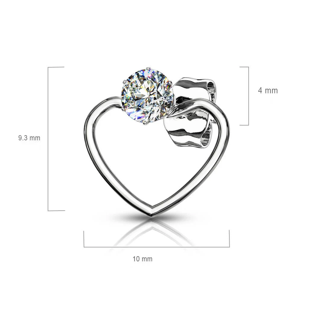 Bouton d'Oreille Coeur Zircone - Image 2