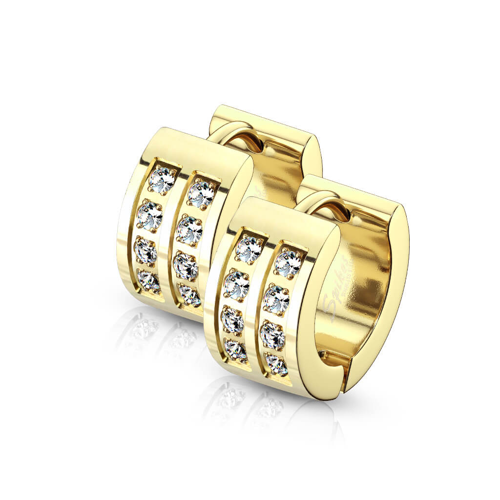 Boucle d'Oreille Double Ligne Zircone Cliqueur - Image 4