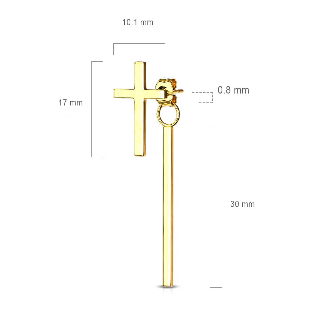 Bouton d'Oreille Croix Pendentif Barre - Image 2