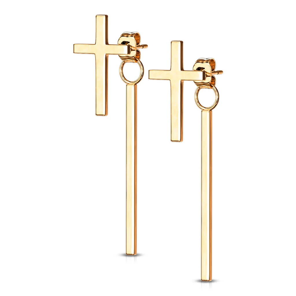 Bouton d'Oreille Croix Pendentif Barre - Image 7