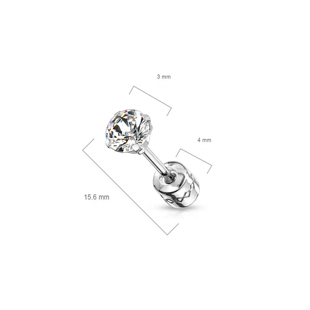 Bouton d'Oreille Zircone Ronde des 2 Cotés - Image 2