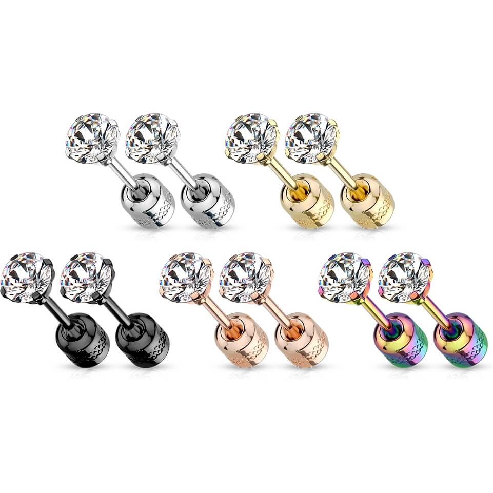 Bouton d'Oreille Zircone Ronde des 2 Cotés - Image 3