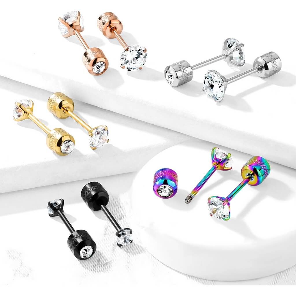 Bouton d'Oreille Zircone Ronde des 2 Cotés - Image 6