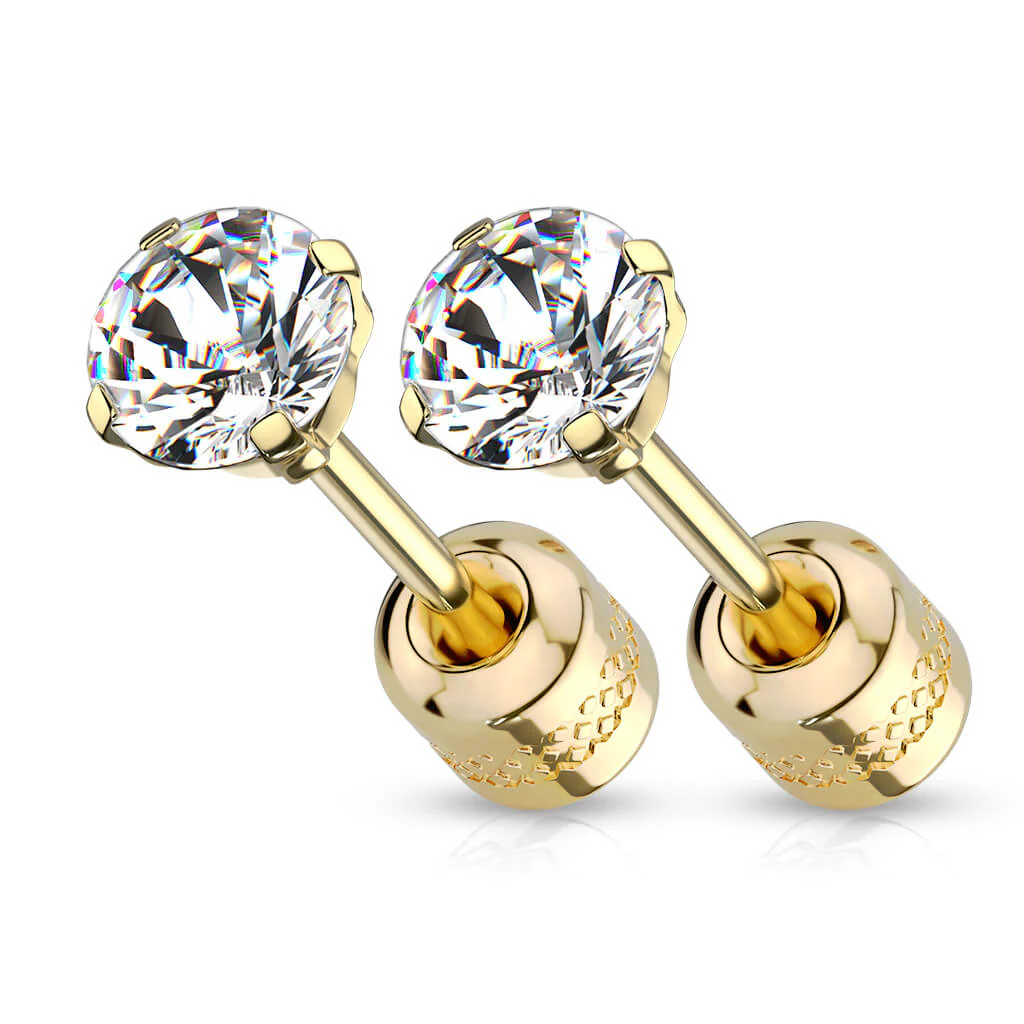 Bouton d'Oreille Zircone Ronde des 2 Cotés - Image 7