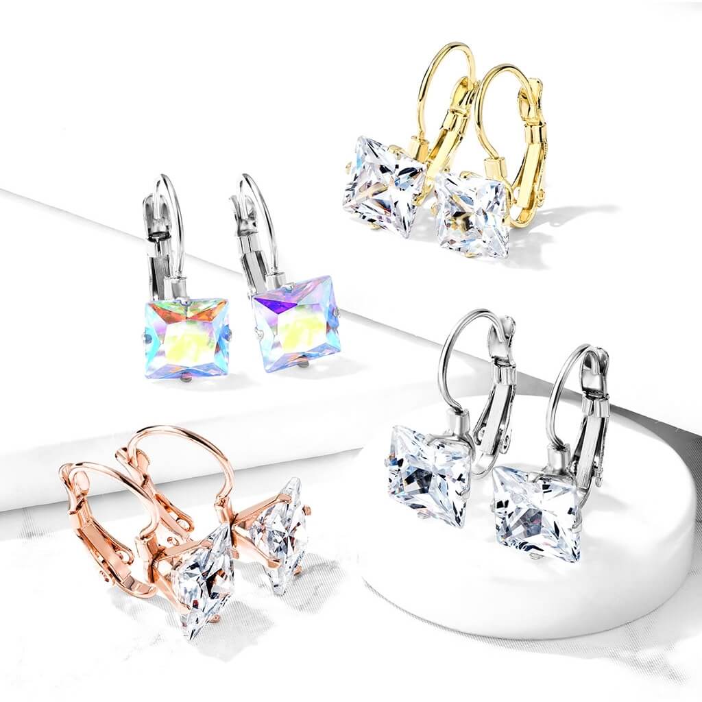 Boucle d'Oreille Zircone Carrée - Image 6