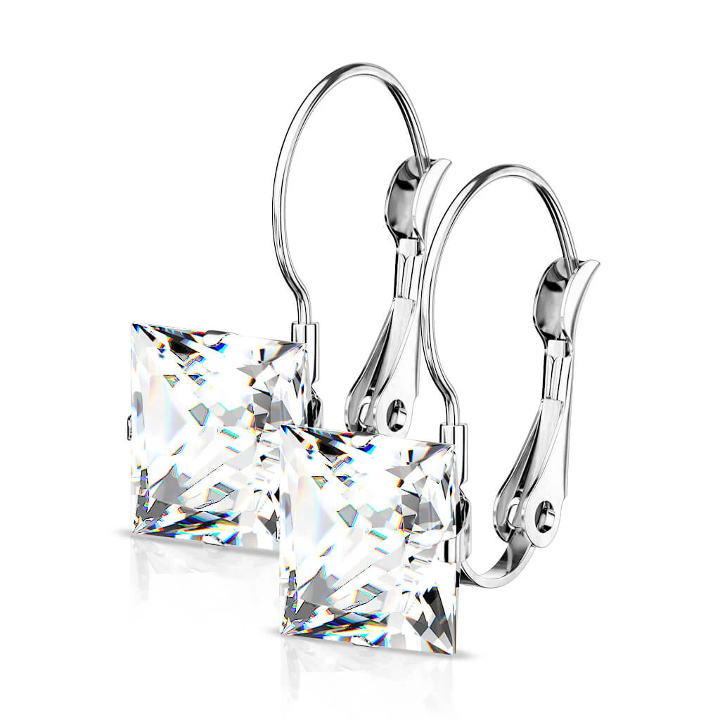 Boucle d'Oreille Zircone Carrée - Image 7