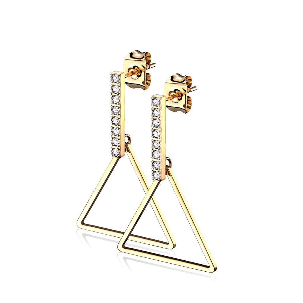 Bouton d'Oreille Pendentif Zircone Triangle - Image 4