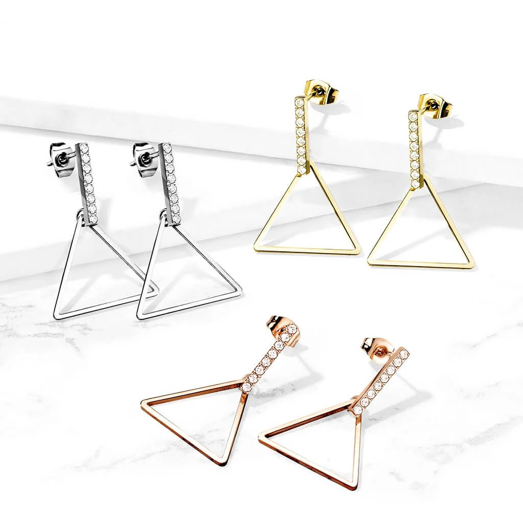 Bouton d'Oreille Pendentif Zircone Triangle - Image 6