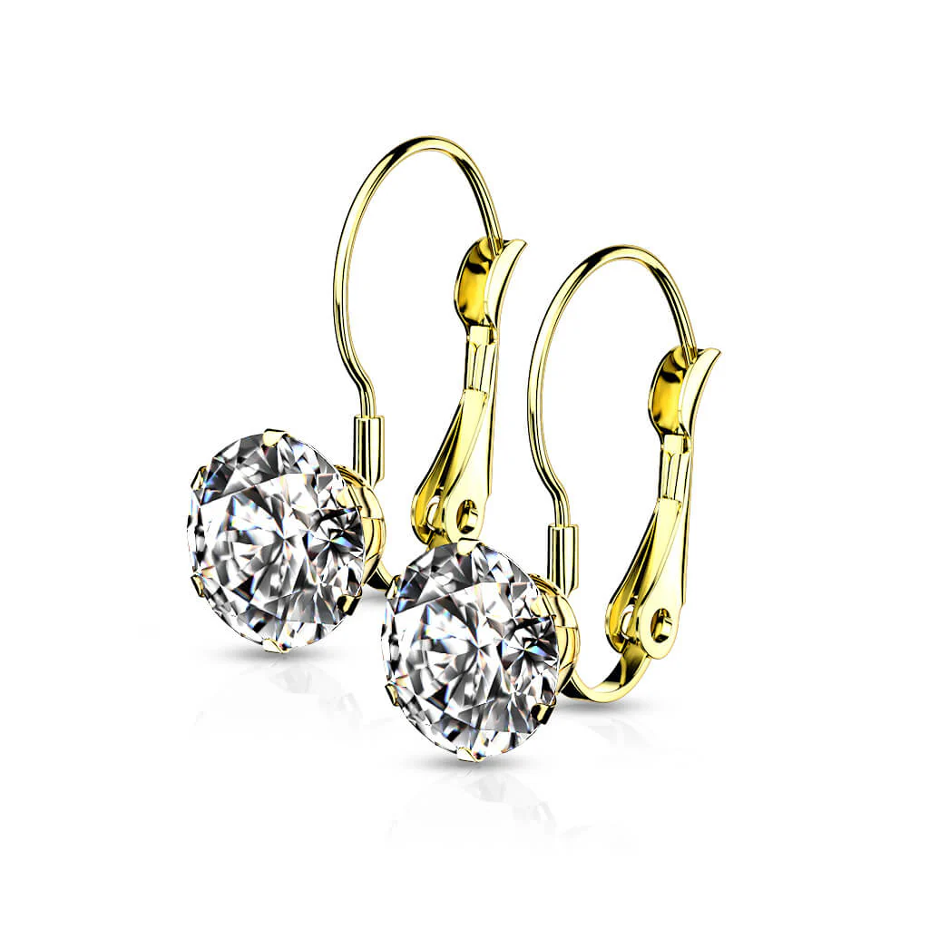 Boucle d'Oreille 316L Boucles d'Oreilles Sertissage à Griffes Oxyde de Zirconium Rond Fermoir Levrier 1 Paire - Image 8