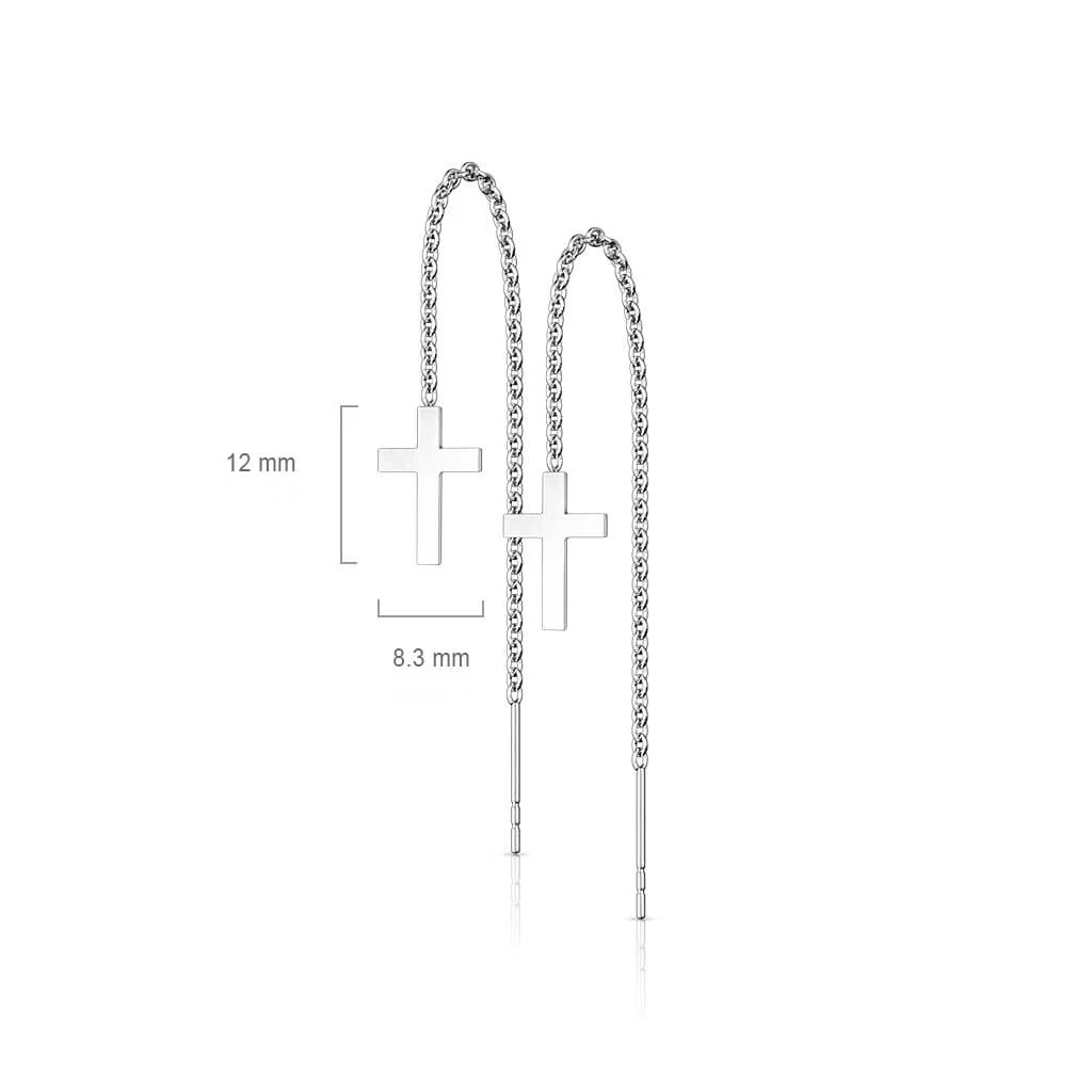 Boucle d'Oreille Pendentif Chaîne Croix - Image 2