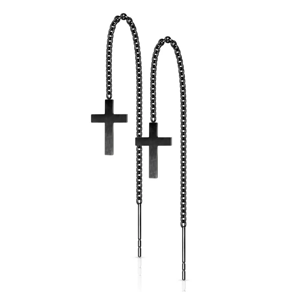 Boucle d'Oreille Pendentif Chaîne Croix - Image 6